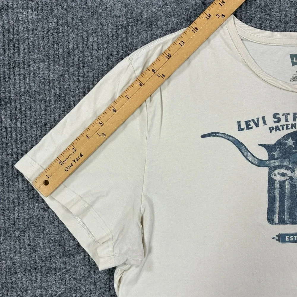 Levi's Longhorn Graphic T Shirt Mens XL Beige Western Cowboy Ranch Logo Tee